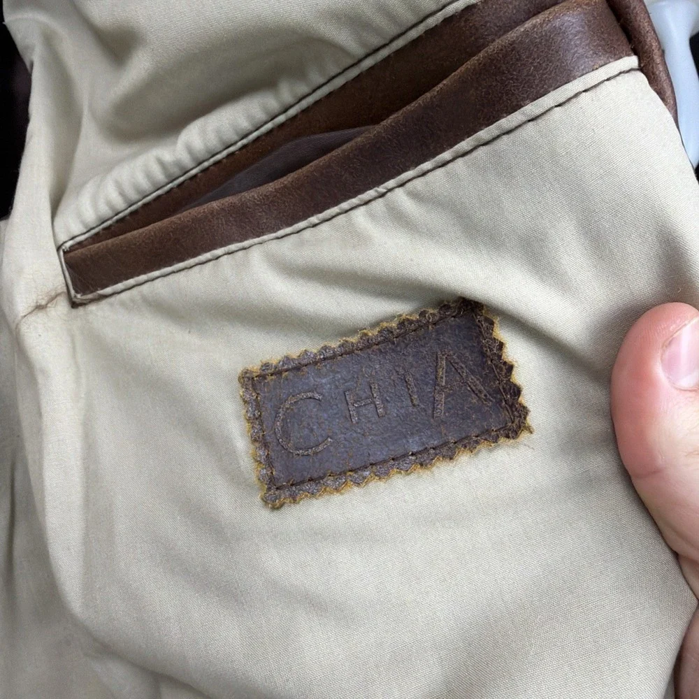 Men's CHIA Brown Leather A-2 Flight Bomber Jacket Patches‎ Southwest Airborne M